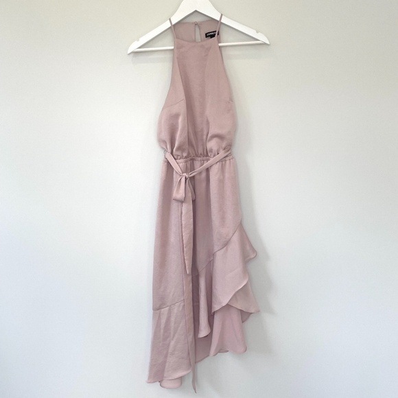 Express High Neck Asymmetrical Fit And Flare Dress - Picture 7 of 11